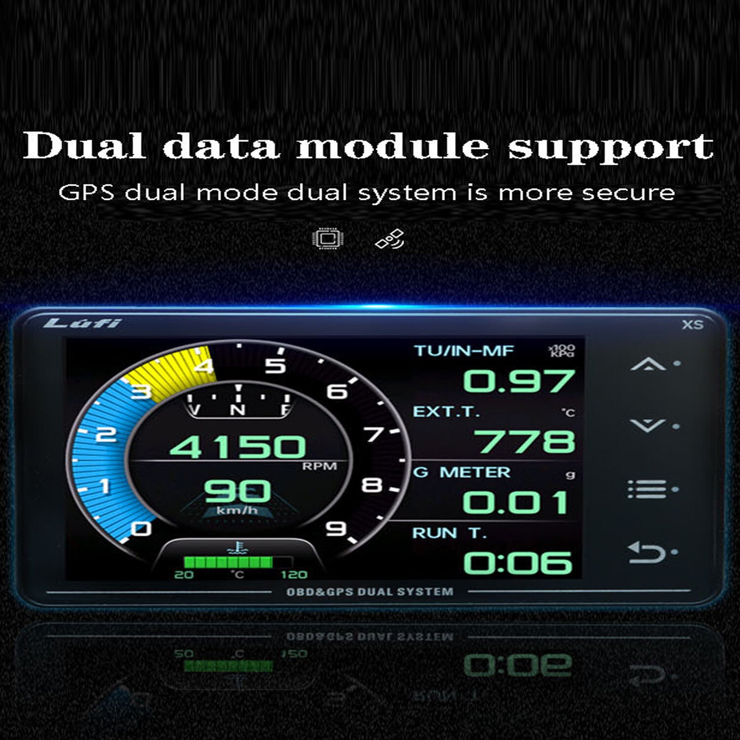 LCD Car Modified Instrument OBD2 Boost gauge GPS Multi-function GyrometerTurbine