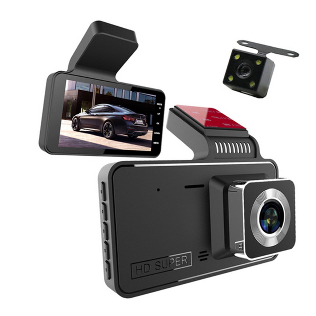 4in HD Dash Cam Car DVR Front Rear Camera Night Vision G-sensor 170 Wide-angle