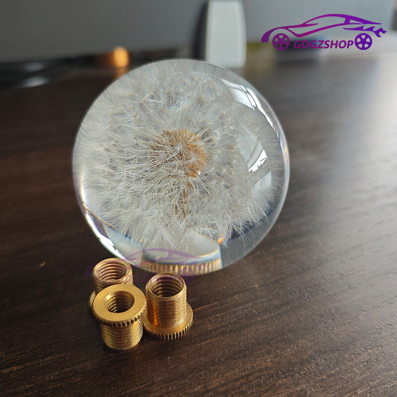 Dandelion Flowers Shift Knob Universal Crystal Ball Gear Shifter Head w/ Adapter Q