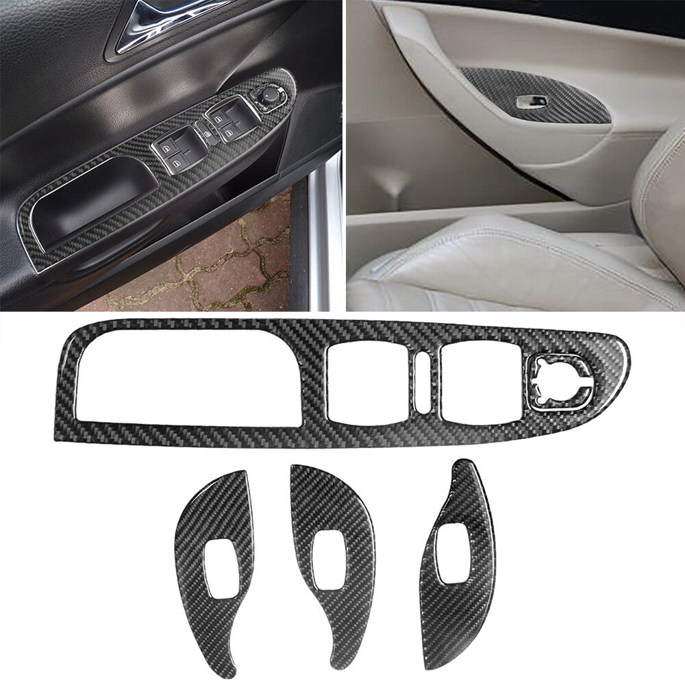 Red Carbon Fiber Exterior Car Window B-Pillar Cover Trim Strip for Model Y v