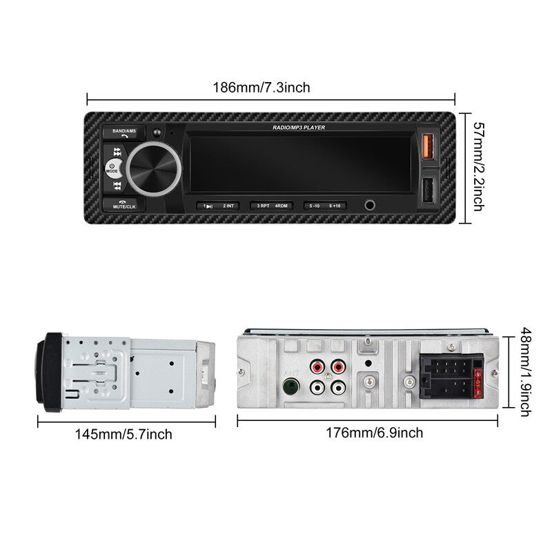 12V Single DIN Car Stereo Radio Media Receiver, Bluetooth MP3 Player, USB Audio n