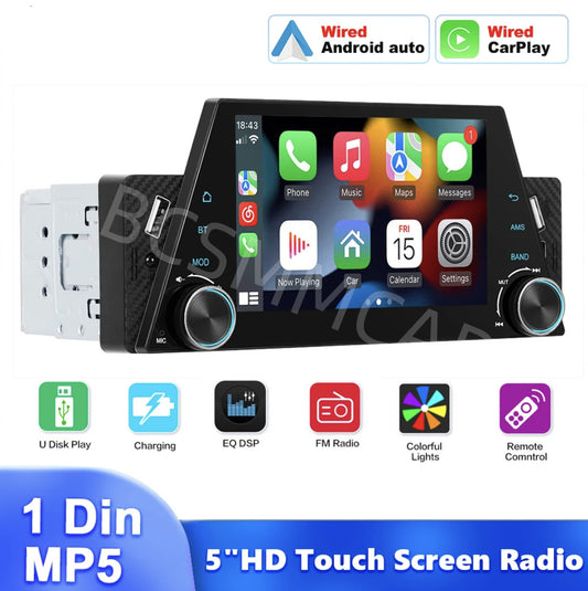 Touch Screen Car Stereo Radio 5in Bluetooth FM For Apple Carplay Android Auto