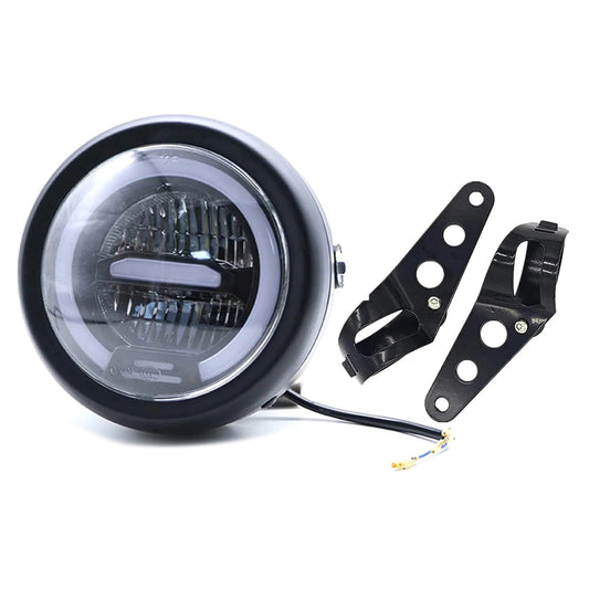 Fits for Honda for Kawasaki for Yamaha Racer Bobber Motorcycle LED Headlight High/Lo DRL