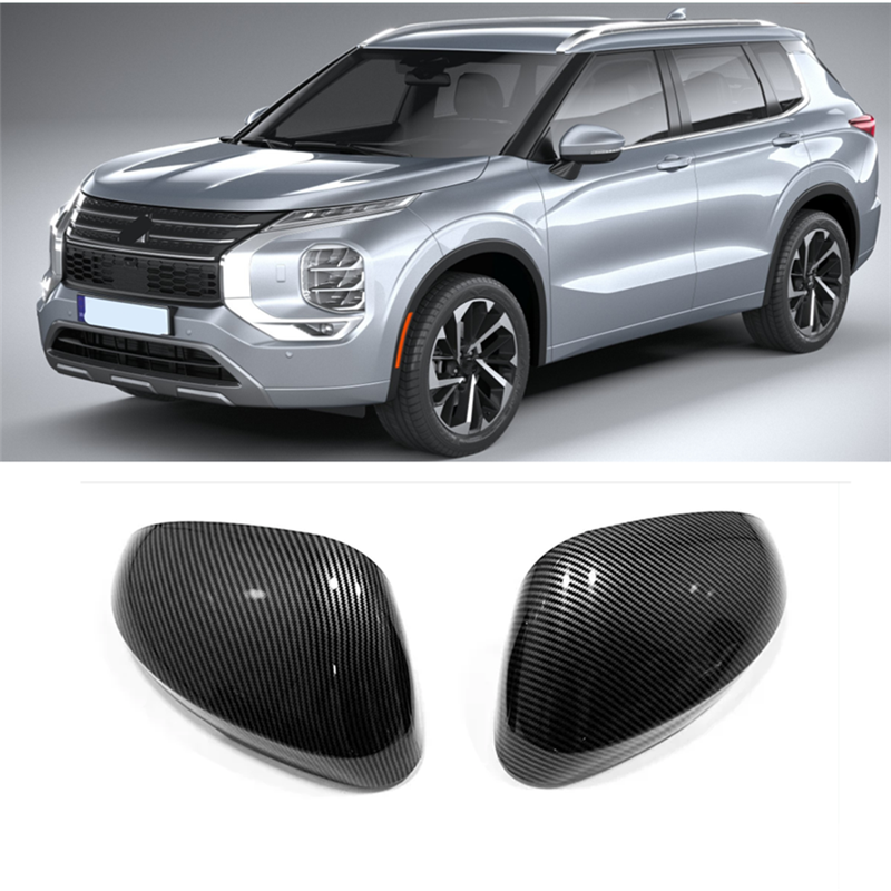 Carbon Fiber ABS Side Door Mirror Cover Trims for Mitsubishi Outlander 2022-2023