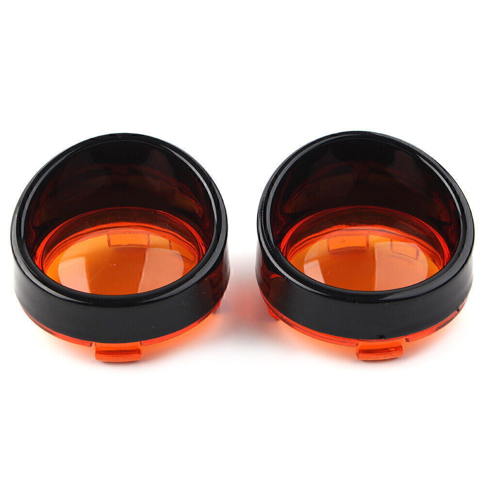 for Harley Davidson Softail 2X Turn Signal Light Orange Lens Black Bezels Visor Q