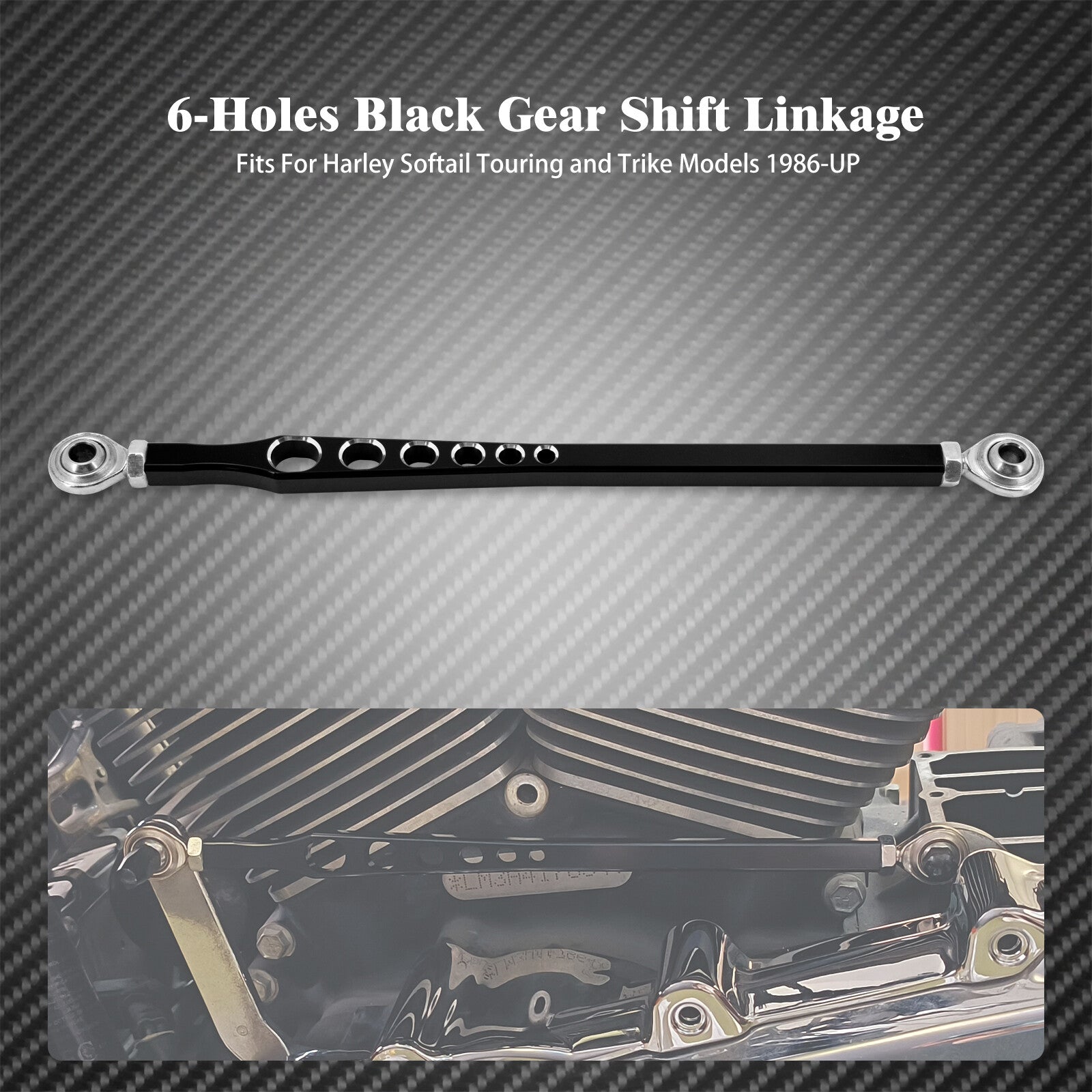Black 6 Holes Gear Shift Linkage Lever Fit for Harley Touring Dyna Softail CVO Q