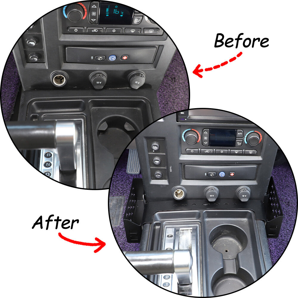 Suitable for Hummer H2 2001-2007 gear shift storage tray/organizing tray, made of aluminum alloy.
