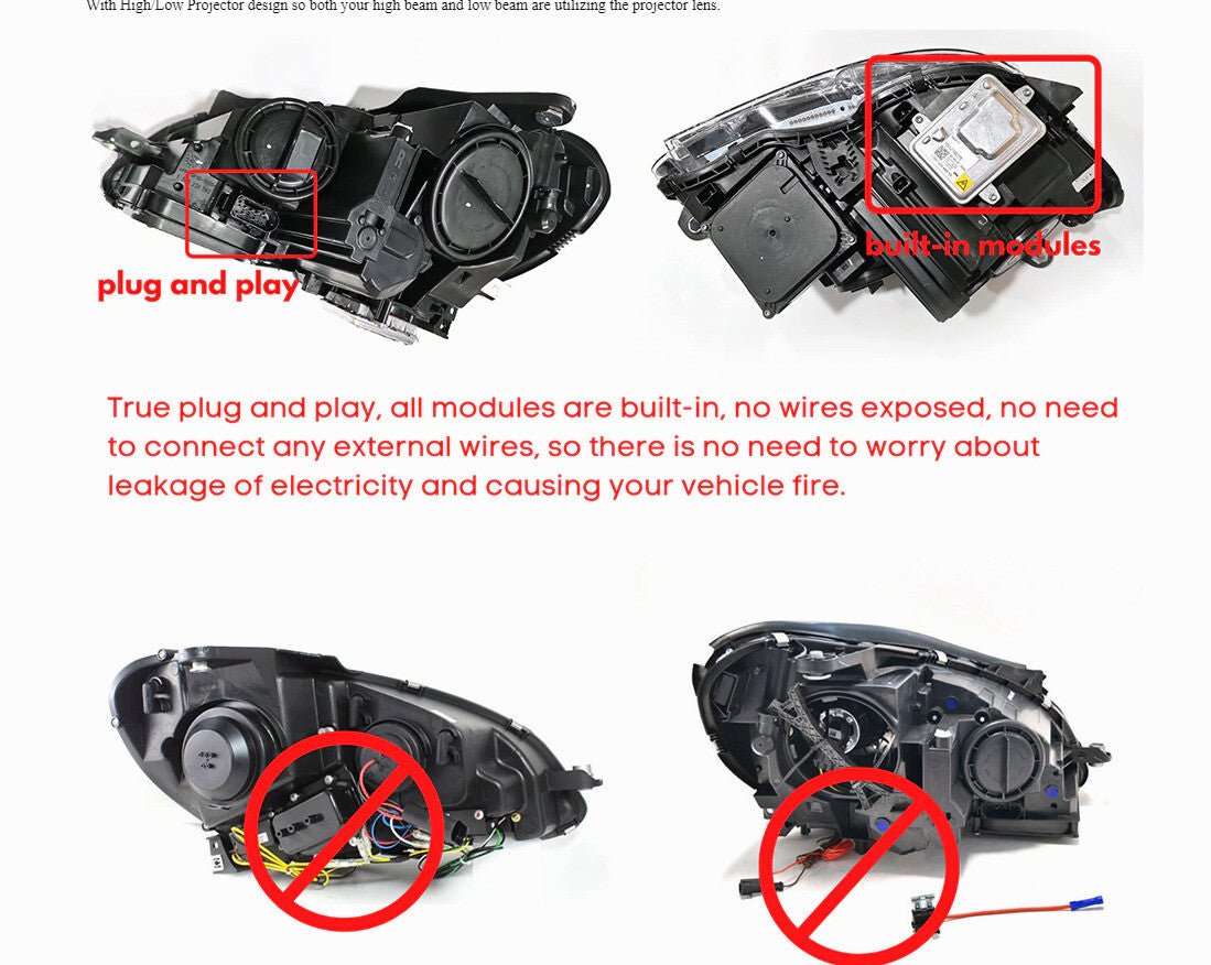 Upgrade to LED DRL headlights for 11-14 for Mercedes W204 C63 style exterior (L+R)