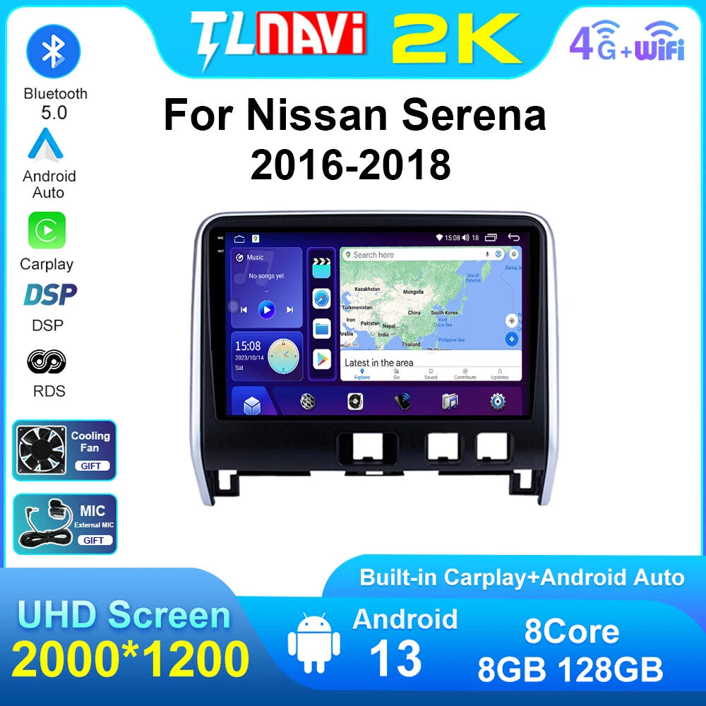 for Nissan Serena 2016-2018 Android Auto CarPlay Car Radio GPS Player Screen DSP