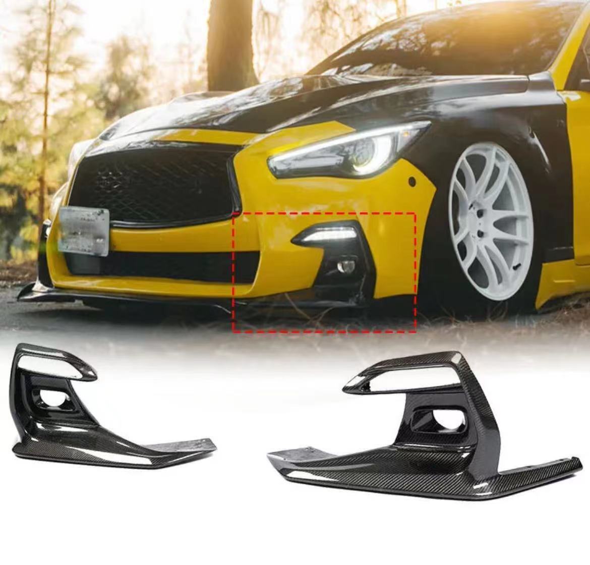 Carbon fiber front fog light bezel trim for Infiniti Q50 Sport 2018 - 2020 Q