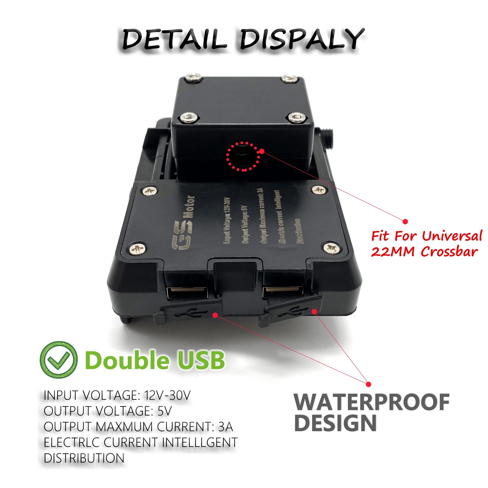 Phone Holder Bracket for Navigator USB Charger 12MM Crossbar for BMW 800GS CRF1000L
