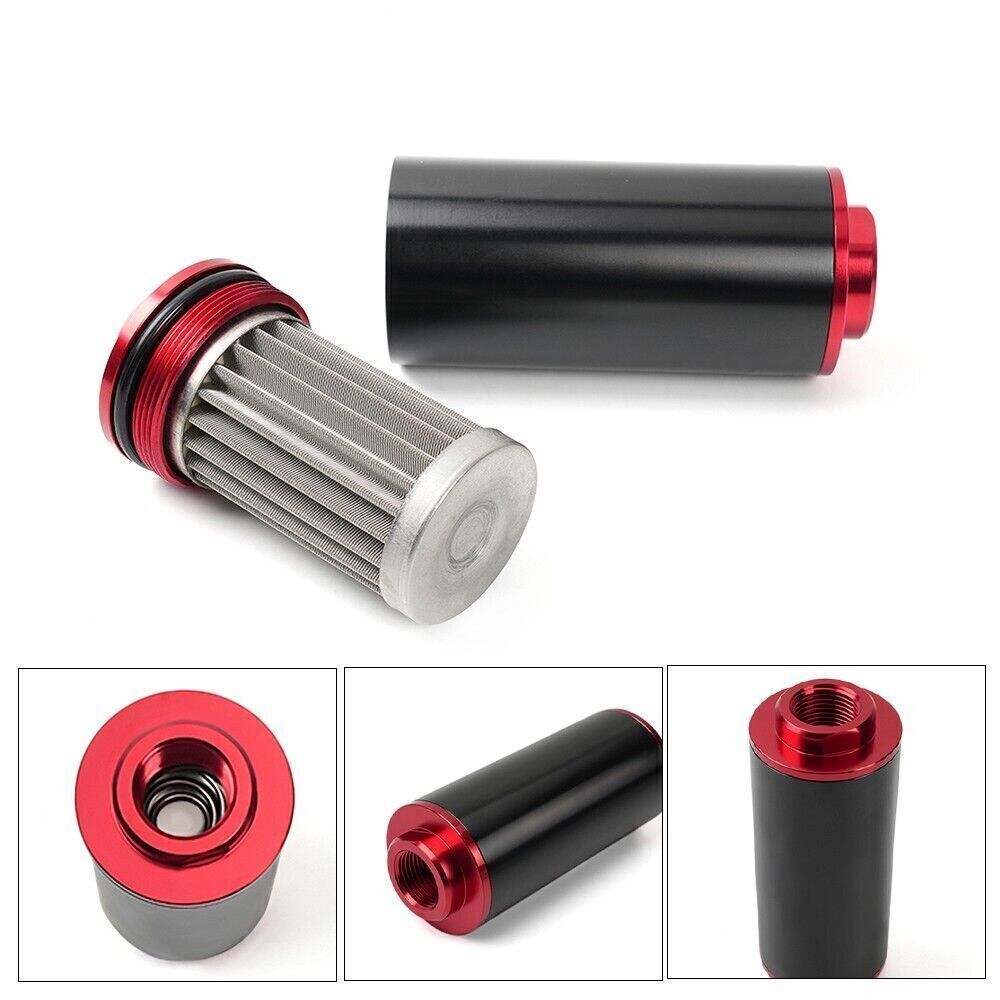 Inline Fuel Filter High Flow 100 Micron Cleanable AN6 AN8 AN10 Adapter universal Q