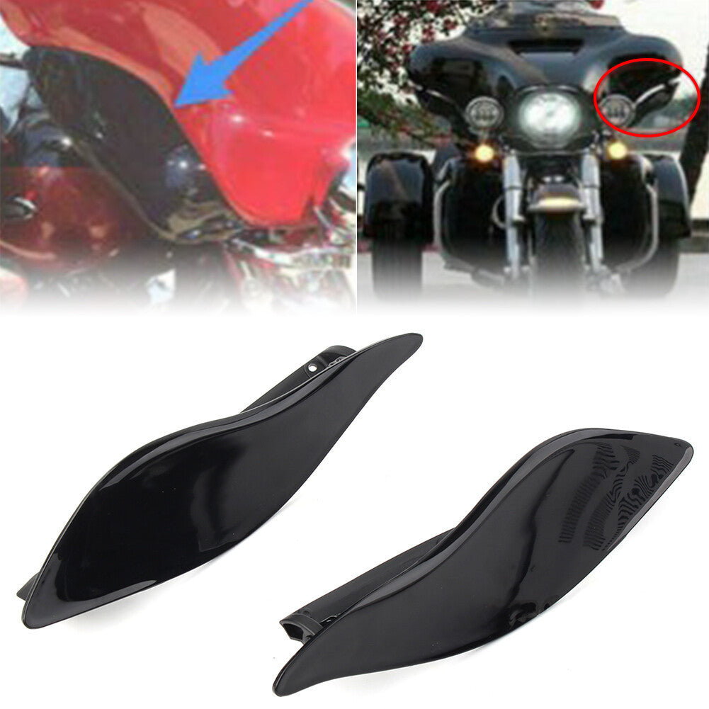 1Pair Black Adjustable Fairing Air Deflectors for Harley Batwing Street Glide