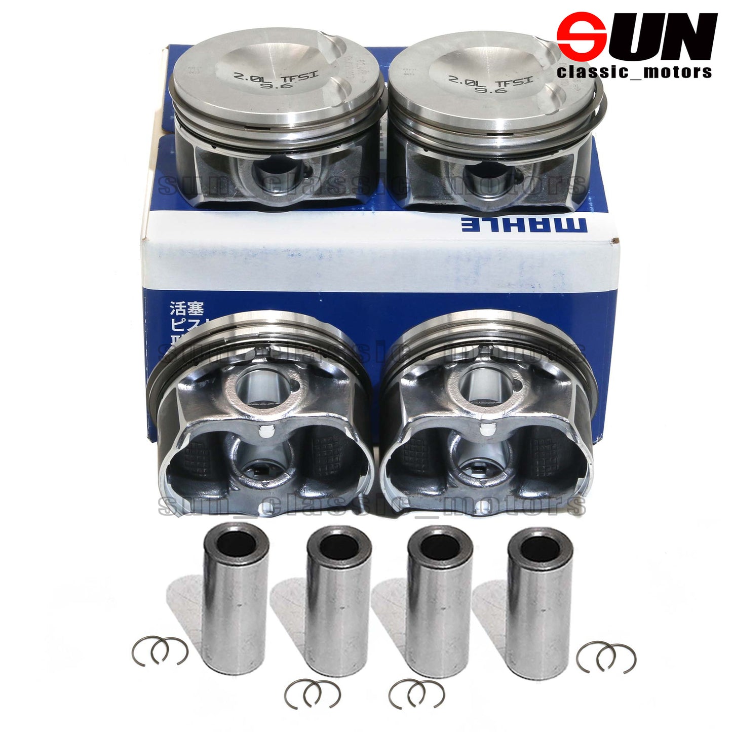 Four engine pistons and rings, 82.51 mm x 21 mm, suitable for GTI for Passat , for Audi A3, A4, A5 2.0 TFSI.