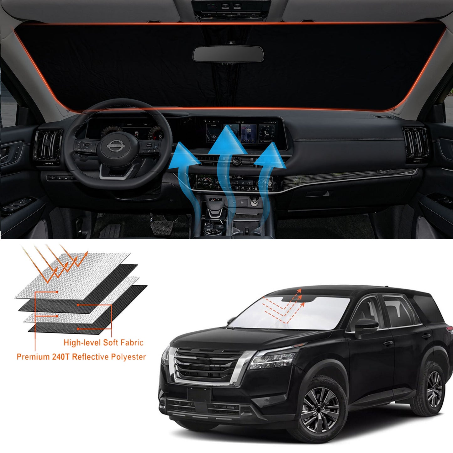for Nissan Pathfinder 2022-2025 Car Windshield Sun Visor Sunshade UV Heat Block