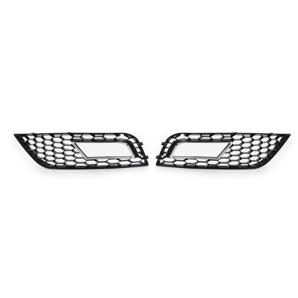 Front Fog Light Honeycomb Hex Mesh Grill Cover for Audi A4 B8.5 2013-2016 Chrome