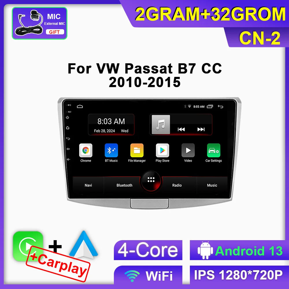 for VW for Passat B7 CC 2010-2015 Carplay Android Auto Car Radio Stereo Video Player