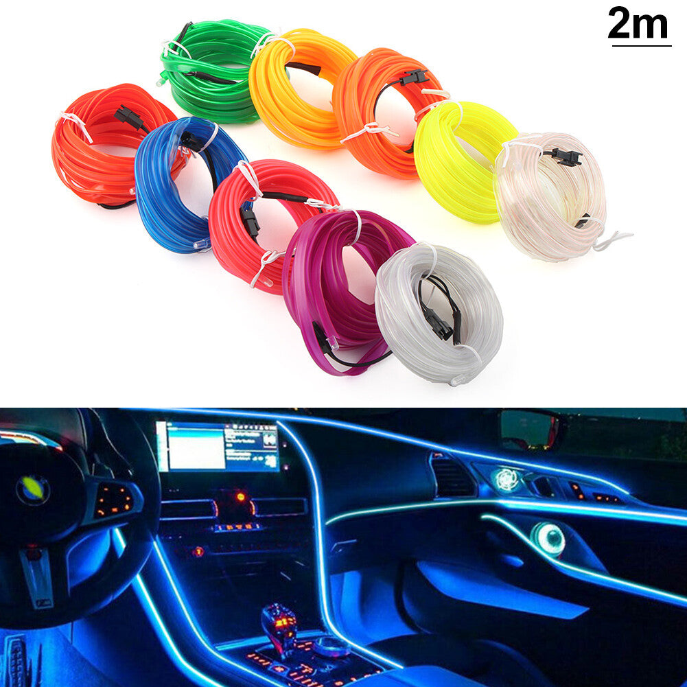 2m Car Interior LED Strip Lights Decoration Atmosphere Light Lamp Accessories