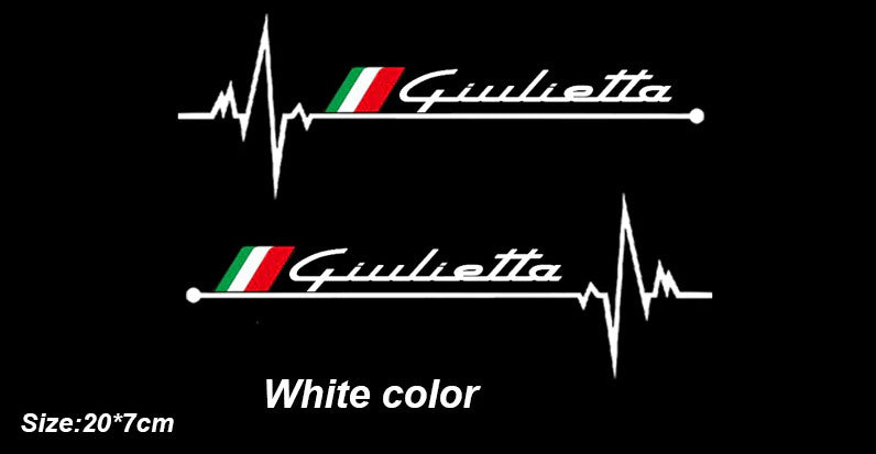 2-pack of Gulietta white car window sticker badges for Alfa Romeo Giulietta