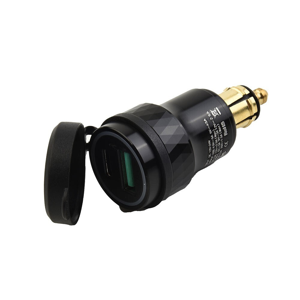 Dual USB charger, fast charger, power DIN socket adapter for motorcycles