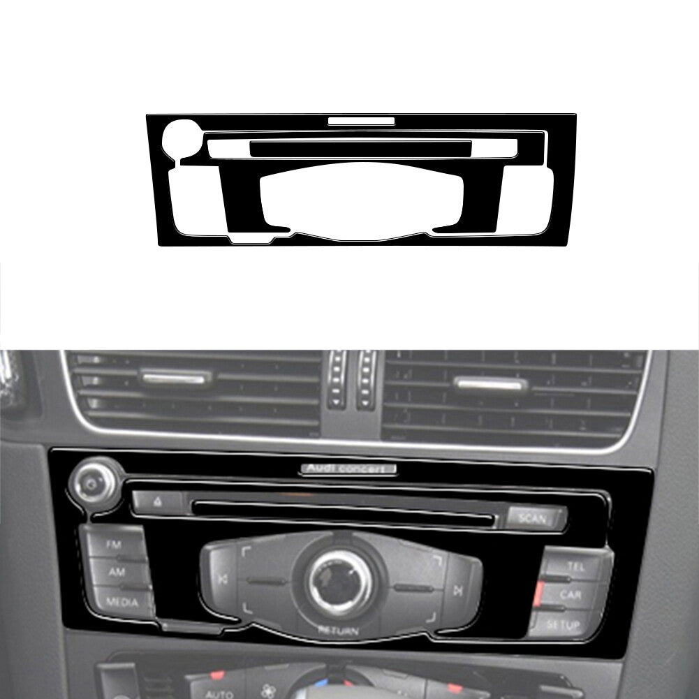 3Pcs CD Player Radio Frame Trim Cover Decor Gloss Black for Audi Q5 2009-2017