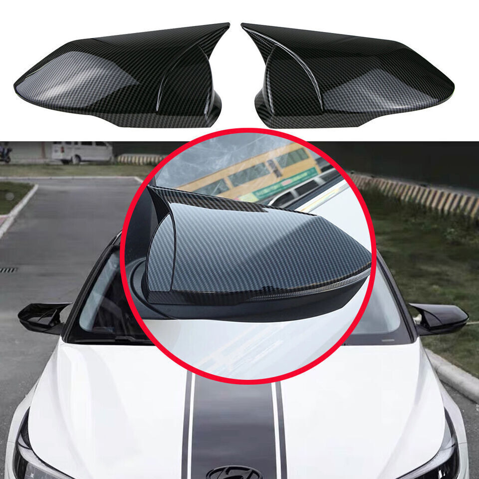 Rear View Side Wing Mirrors Trim Cover Carbon Look for Hyundai for Elantra 2021-2022