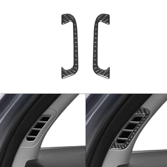 2x Carbon Fiber Front Door Defogger Vent Cover Trim for Dodge Durango 2014-2020