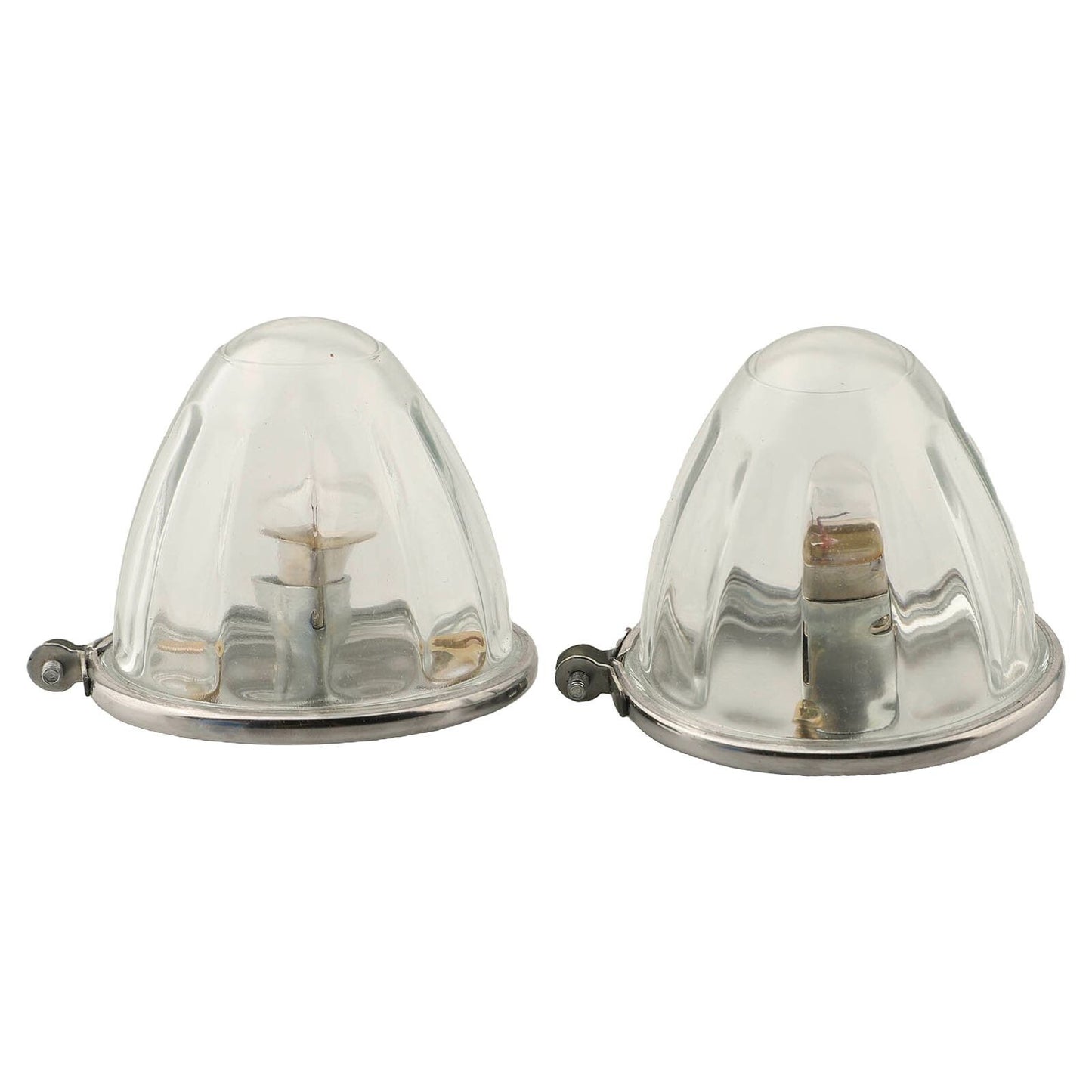 2x Amber Watermelon Light Glass Kit Clear Lens W/ 1156 LED Bulb Incandescent