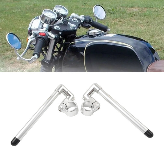 Silver Cafe Racer Bars 7/8 Universal Clip-On Handlebar Fork Tube 48MM