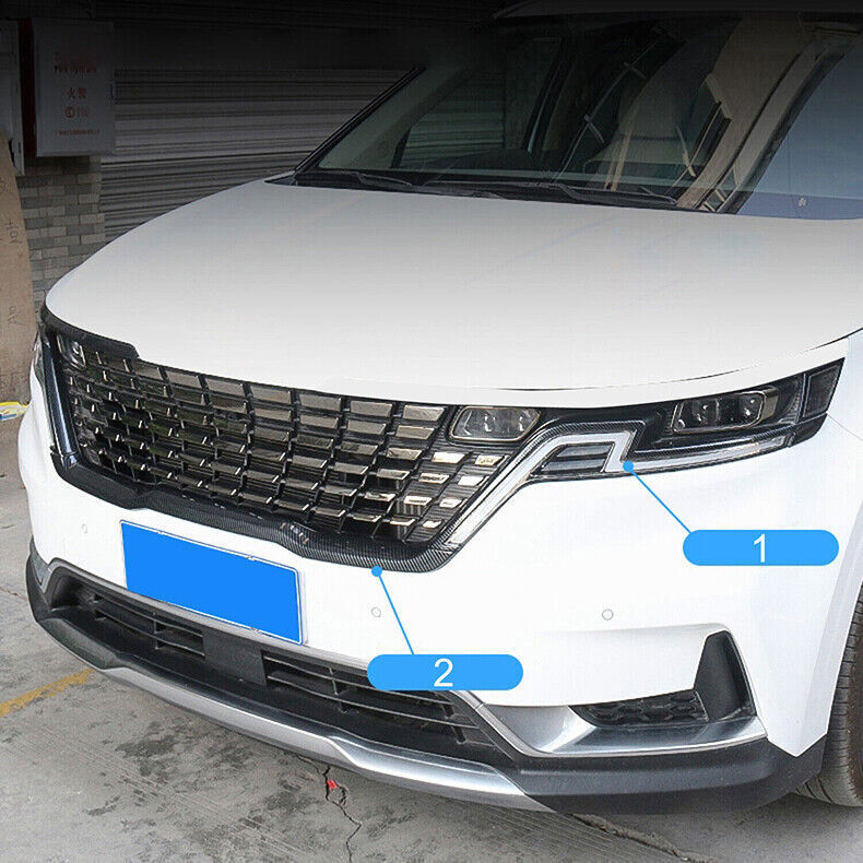 for Kia Carnival 22-23 Carbon Fiber Front Central Grille Moulding Cover Trim 3x