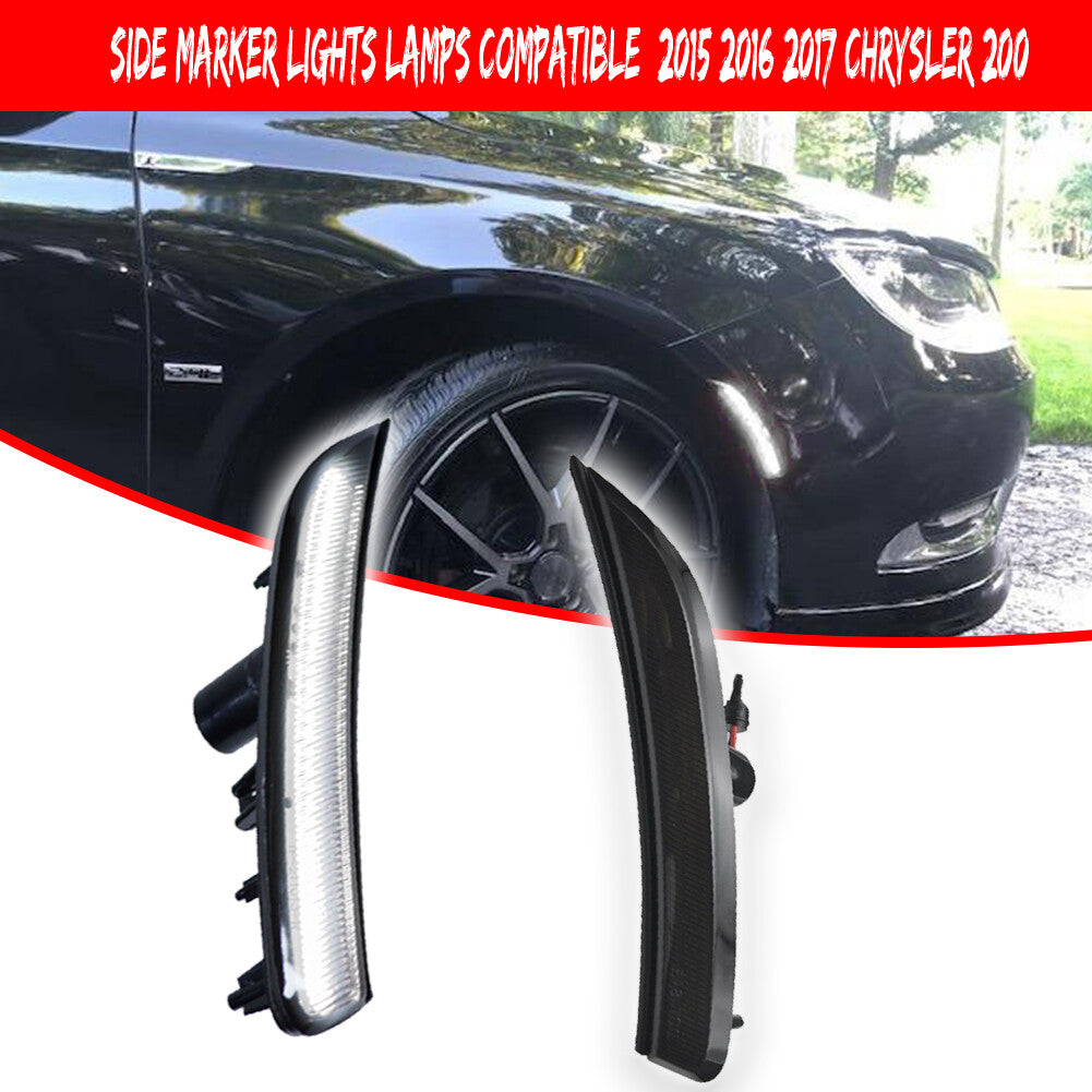 [Plug and Play] Smoked lens white front marker light suitable for 2015-17 for Chrysler 200- v