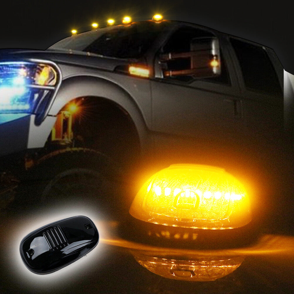 5-Piece Smoke Lens Amber LED Cab Roof Marker Lights for 2003-2018 for Dodge for Ram 2500 3500 Q
