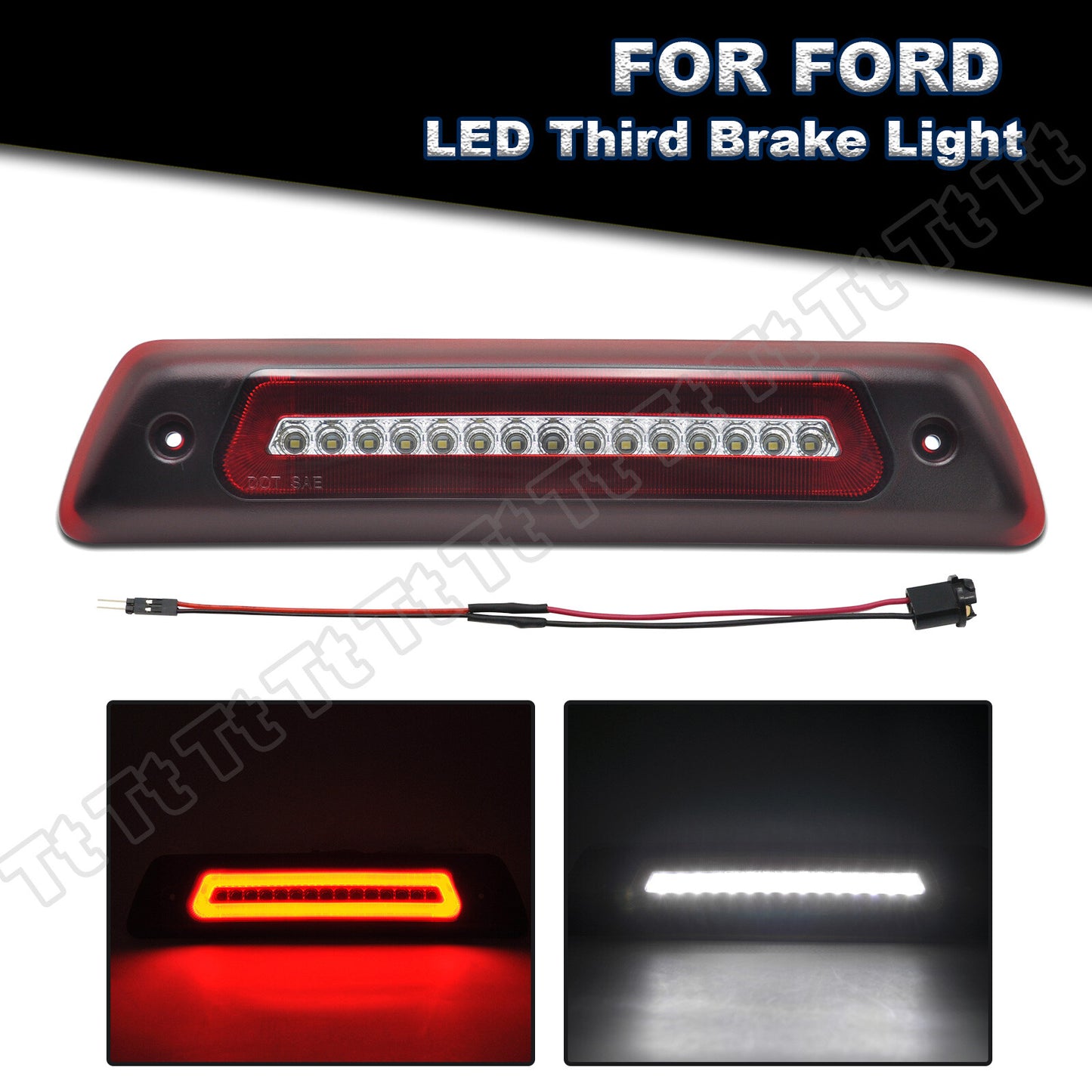 For 2009 - 2014 for F150 SVT Red LED Rear Third Brake Light Cargo Light - v