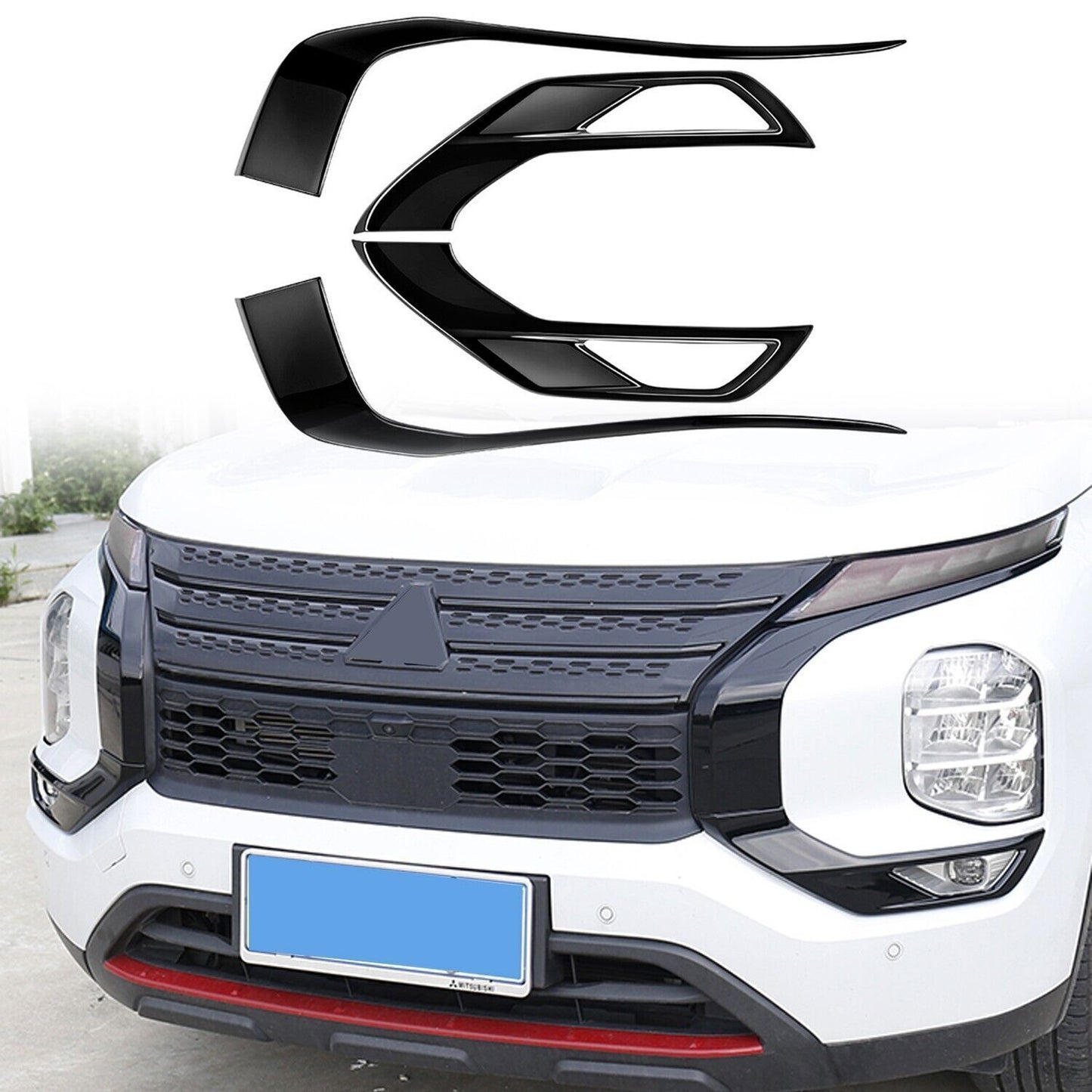For Outlander 2022-2024 Front Side Grille Molding Cover Glossy B n