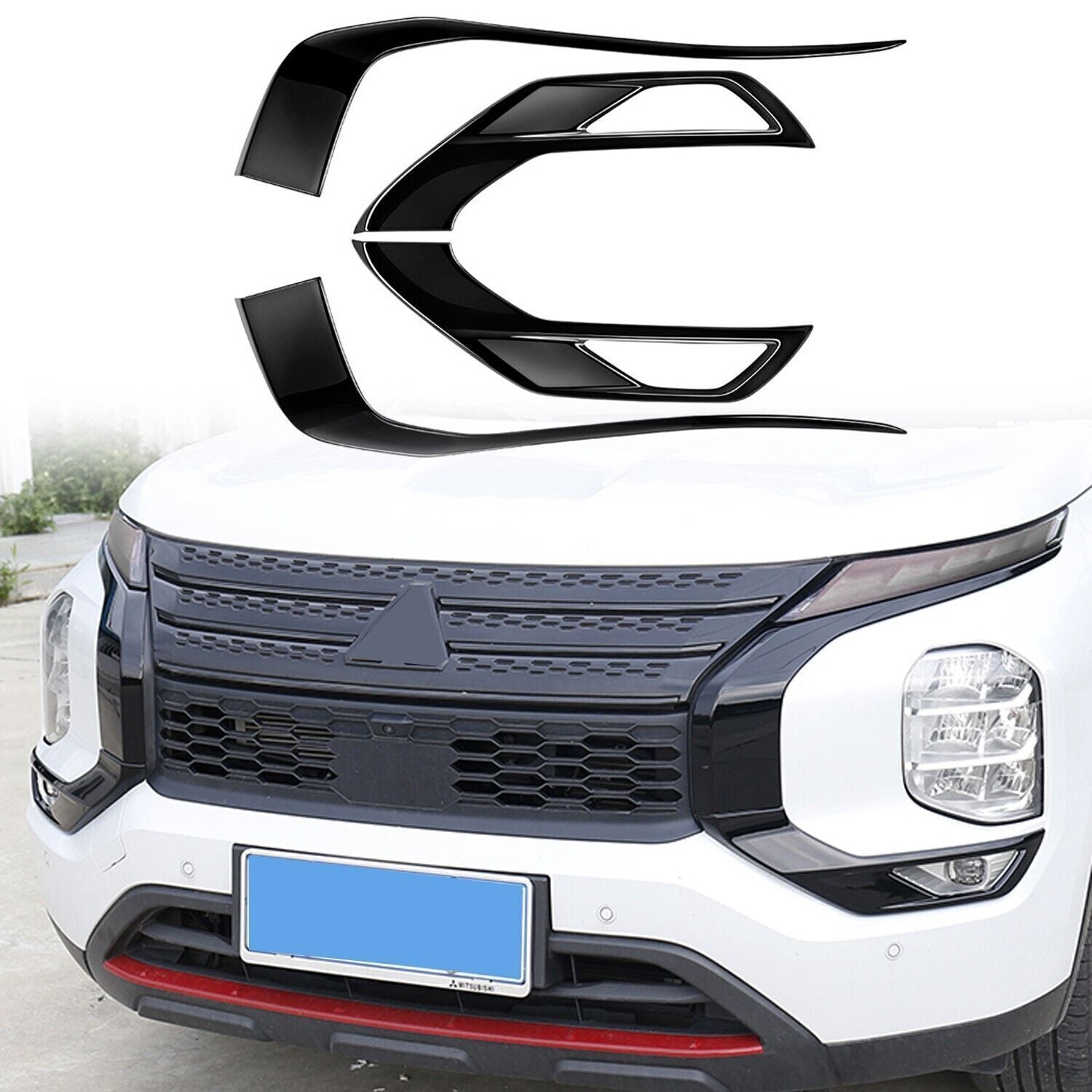 For Outlander 2022-2024 Front Side Grille Molding Cover Glossy B n