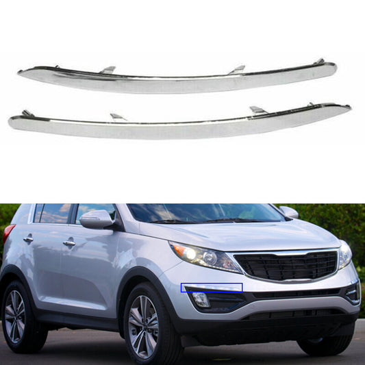 Front bumper eyeliner trim, a pair, for 2011-2015 for Kia Sportage chrome.