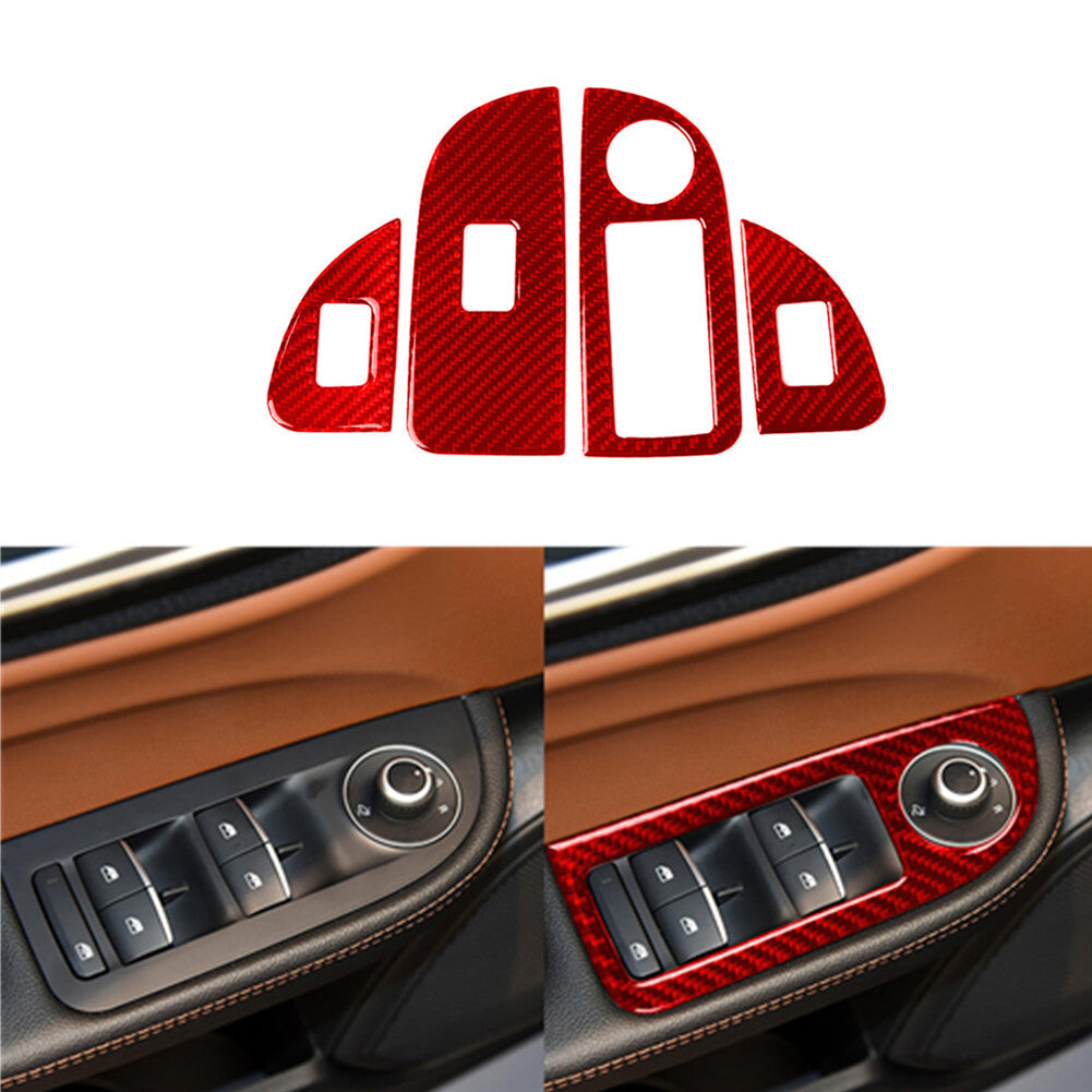 4X Red Carbon Fiber Rear Door Handle Outer Frame Trim for Jeep for Wrangler 2007-10 v