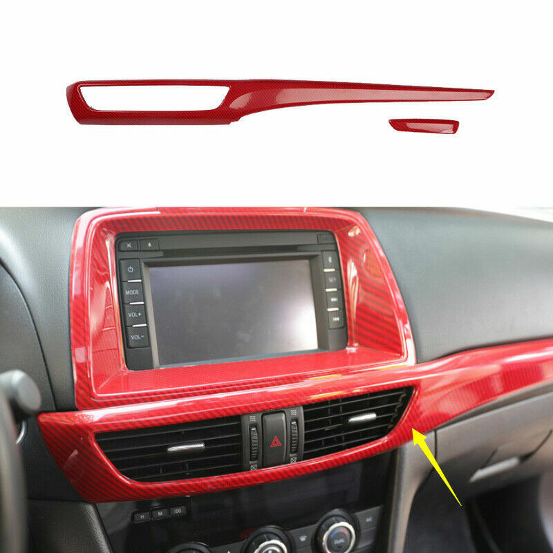 for Mazda 6 Atenza 14-2016 Red Carbon Fiber Instrument LR Air Outlet Vent Trim