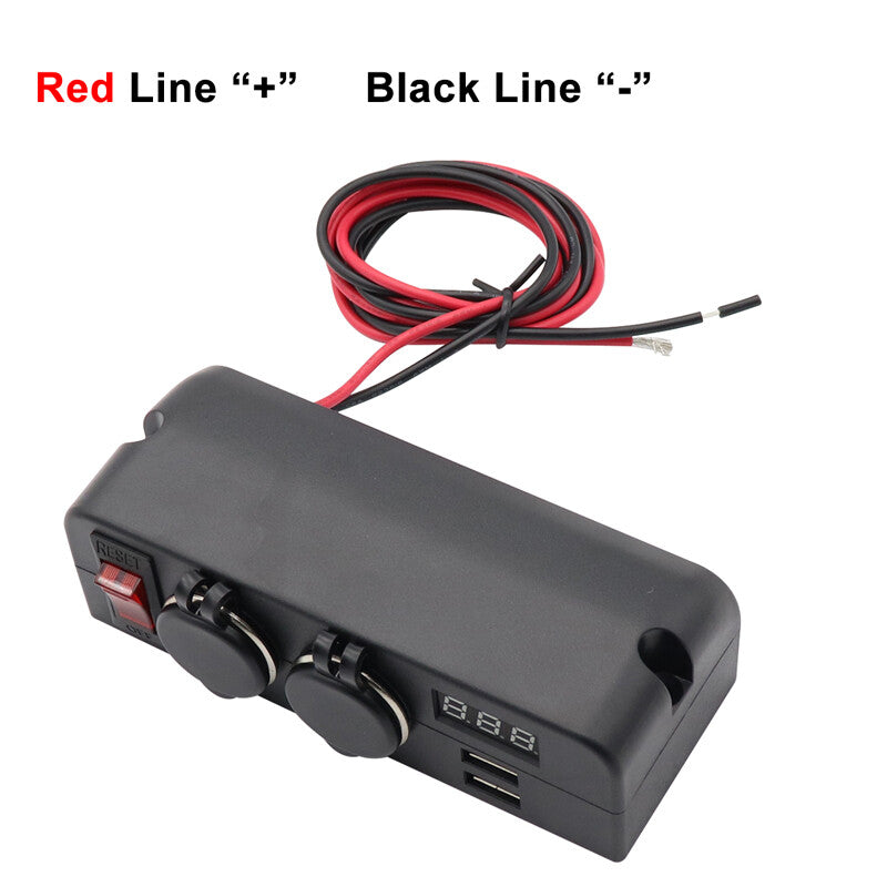 12V/24V vehicle/truck charger socket, dual USB ports, voltmeter, fast charging switch