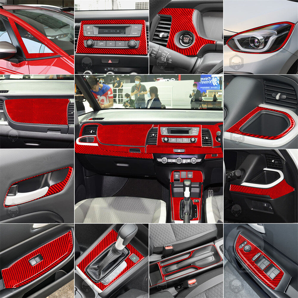 98Pcs Red Carbon Fiber for Honda Fit 2020+ RHD Exterior Indicator Full Set Trim