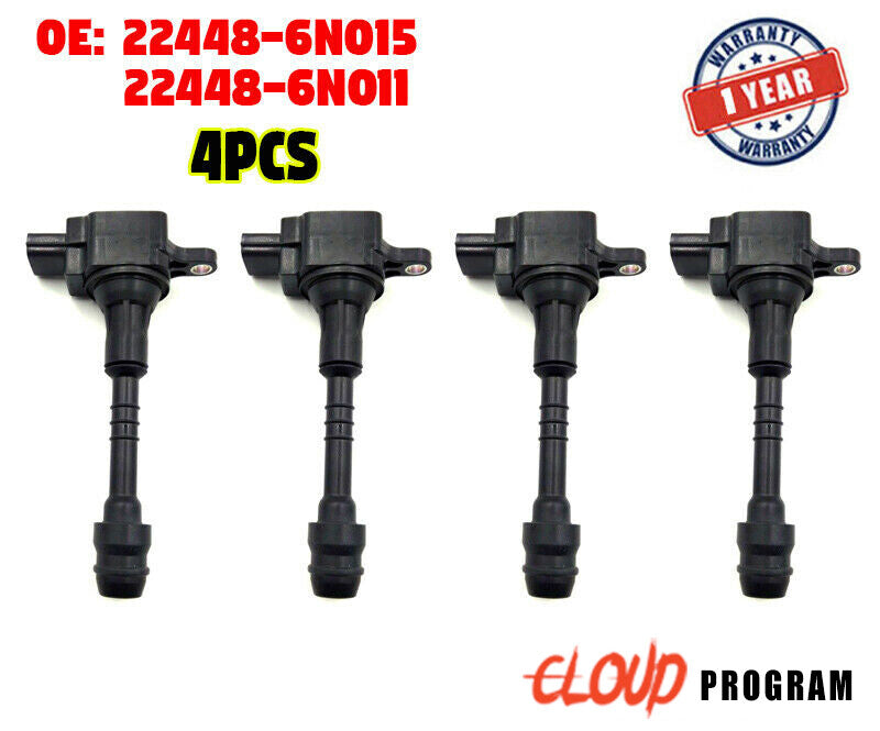4PCS Ignition Coil 22448-6N015 For 2001-2006 Sentra 1.8 Almera N16 v
