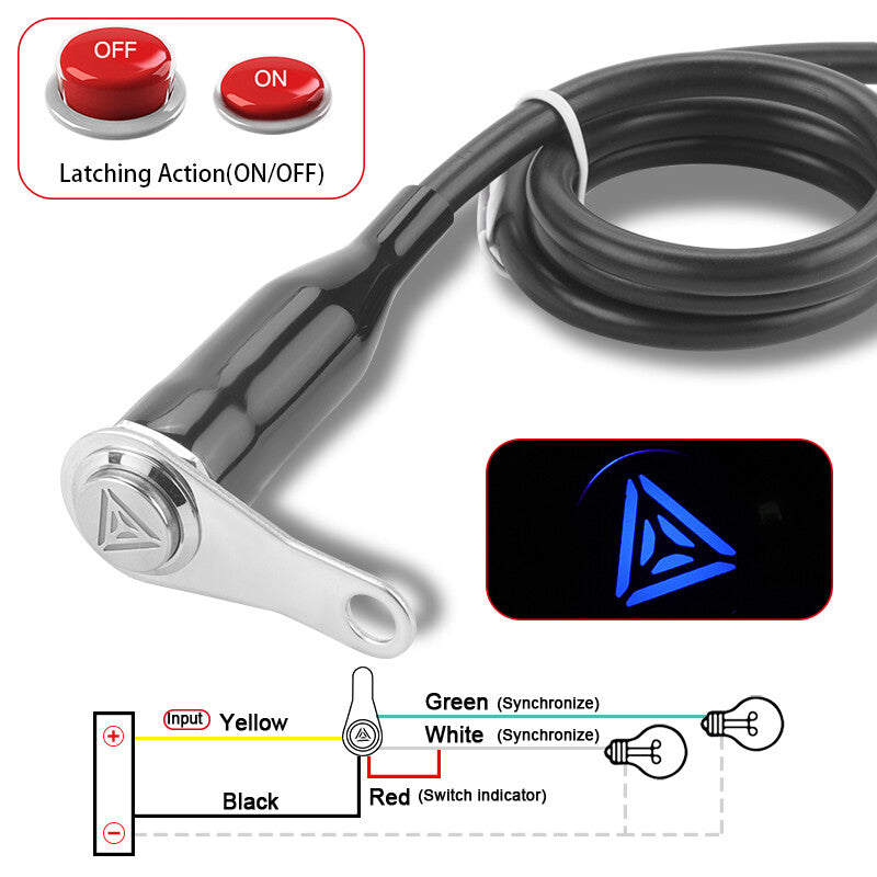 Stainless Steel LED Motorcycle Switch ON-OFF Handlebar Headlight Warning Light