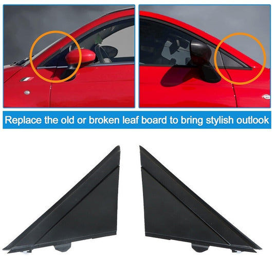 2 x Fits 12-19 for Fiat 500 door mirror flag cover mold, left and right sides, black pads n