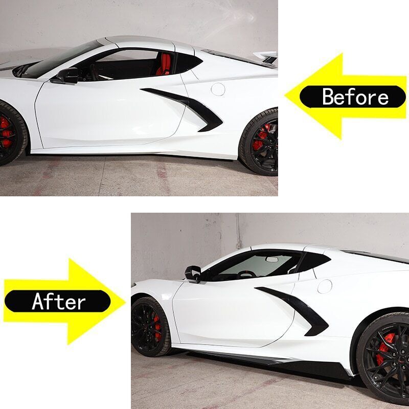 5VM Style Gloss Black Side Skirts Extension Panel Lip Fits 2020-2023 for Corvette C8 n