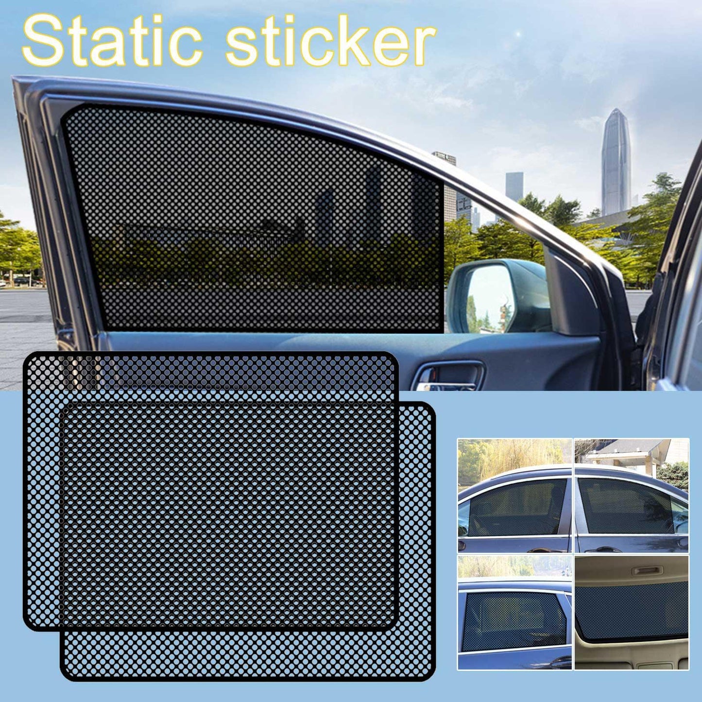 2-Piece Static Fixing Net Screen for Honda Rear Window Sunshade - n
