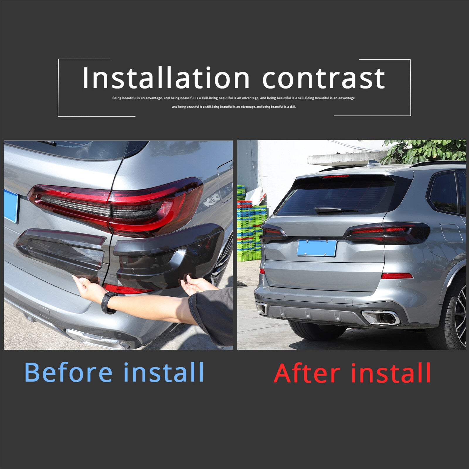 4-Piece Set of Smoked Black Taillight Lens Cover Decals for X5 (2019-2023) n