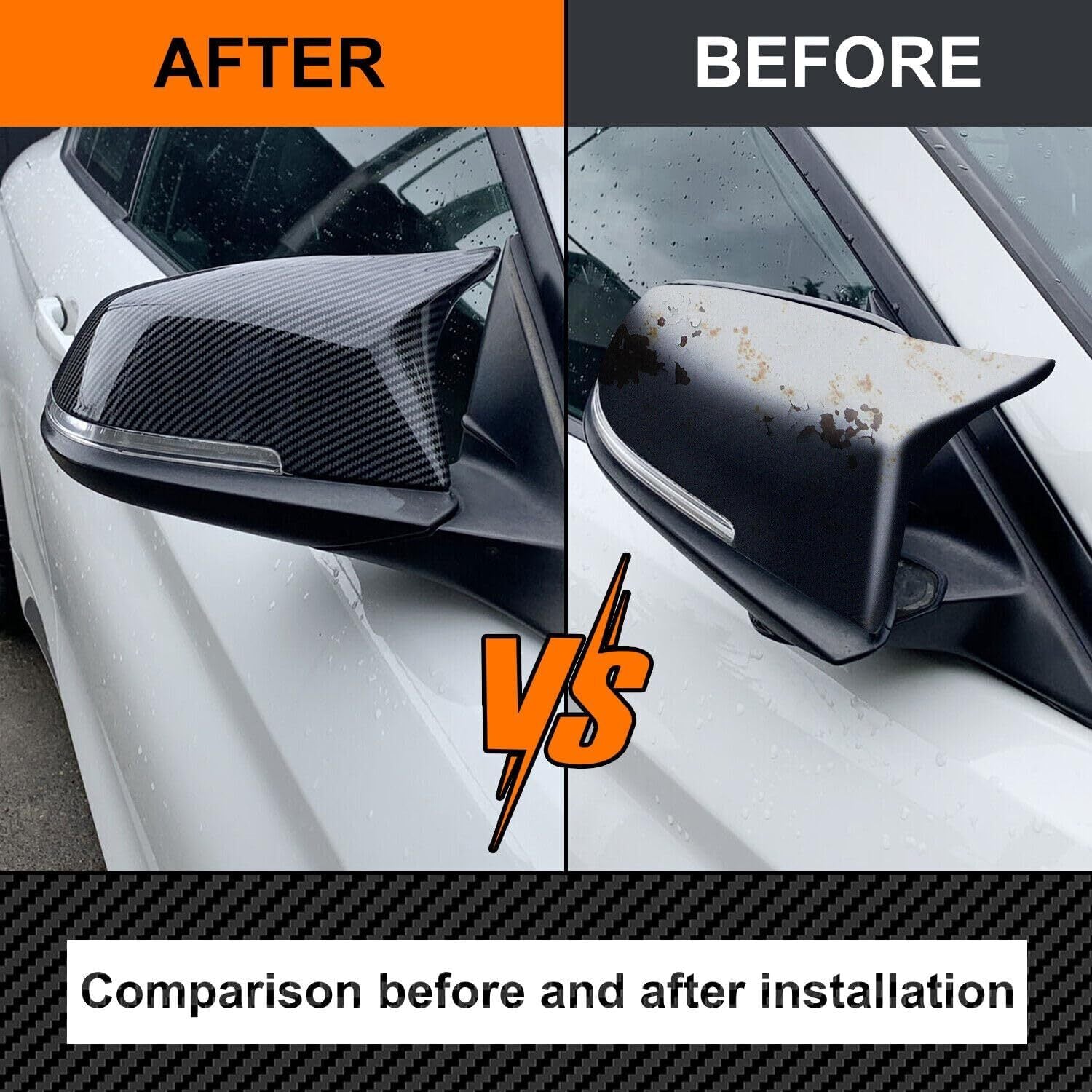 Black replacement mirror protective cover for 2014-2018 M F87 M2- v