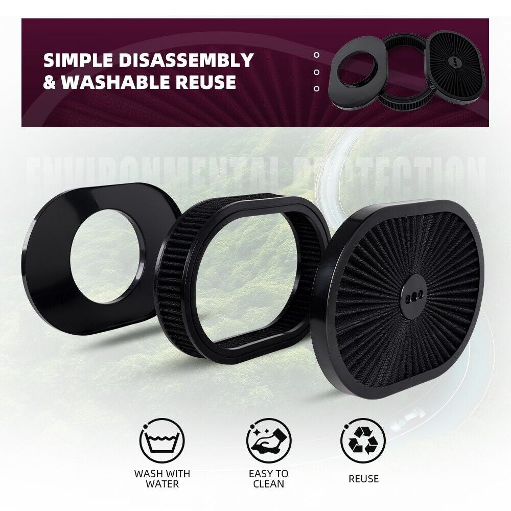 BK 12 Oval Full Finned Air Cleaner Washable Filter For 5-1/8â€?Carburetors Demon Q