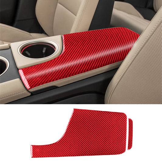 Red Carbon Fiber Center Console Armrest Box Panel Cover for Porsche Taycan 2019+