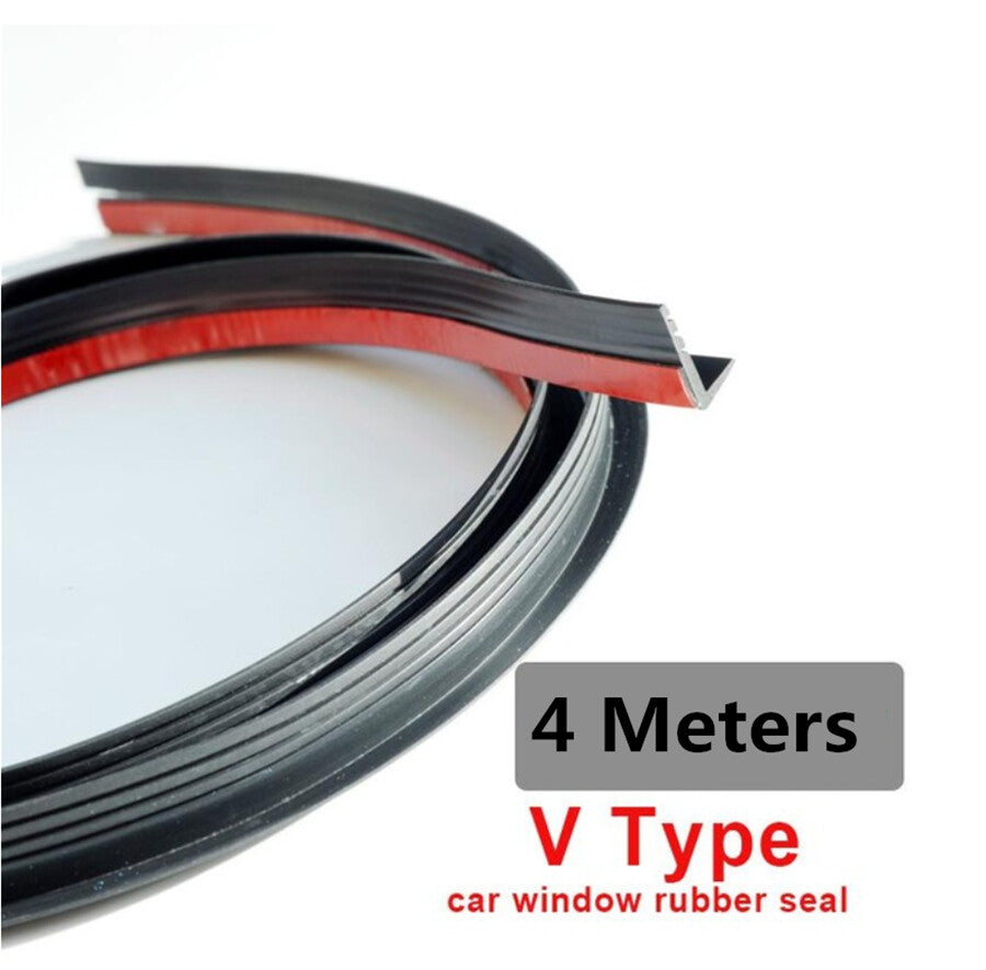 Car Rubber Windows Glass Aging Sealed Strips Edge Trim Noise Resistant 4M Black